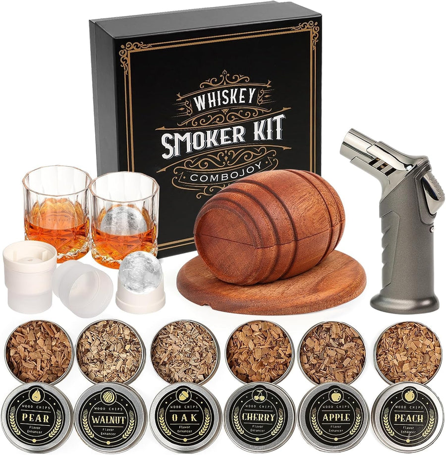 Kit affumicatore per whisky con 2 bicchieri e 6 essenze